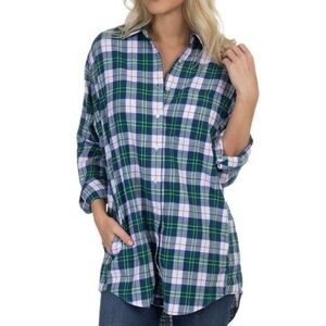 Lauren James Boyfriend Flannel in Hunter Green Size Small